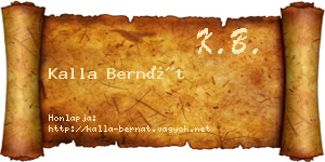 Kalla Bernát névjegykártya